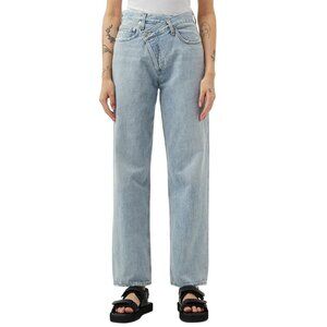 Agolde Organic Cotton Size 30 Criss Cross Waistband High-Rise Straight-Leg